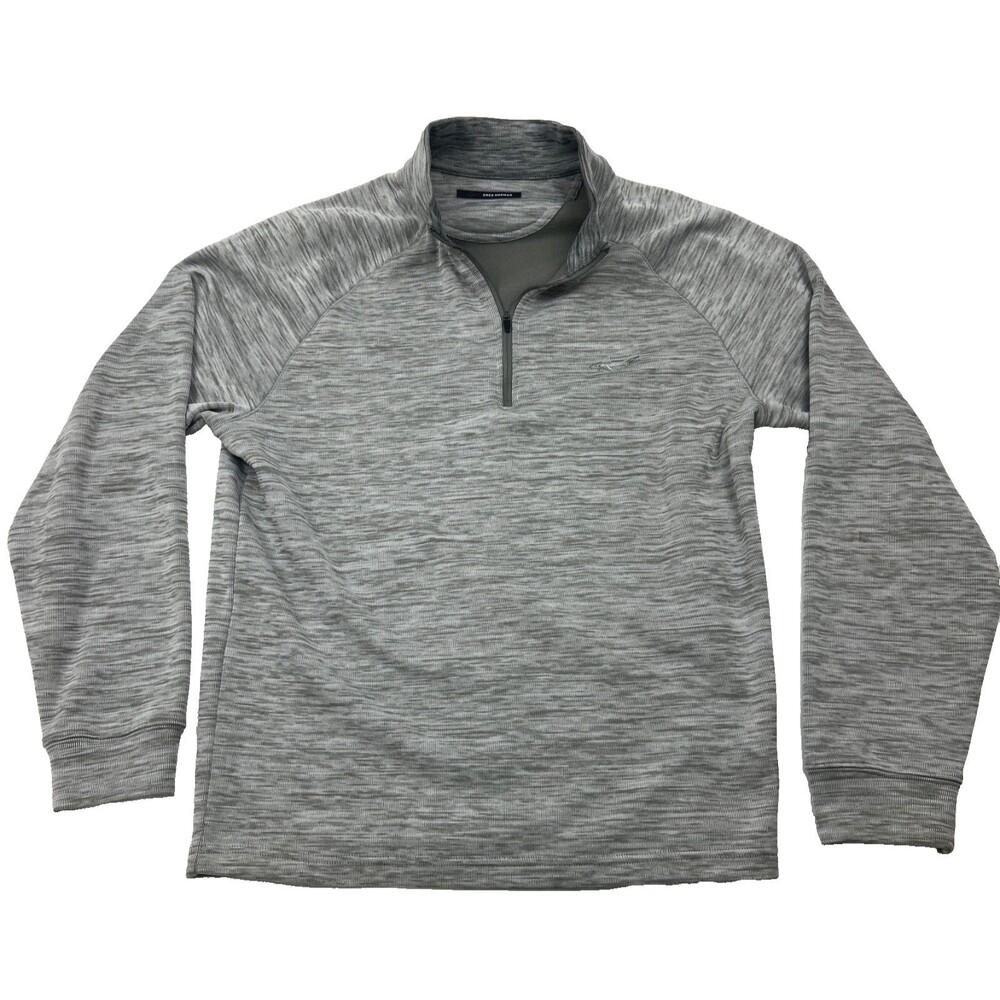 GREG NORMAN Mens Large Gray Super Soft Sweatshirt Quarter-Zip Pullover Sweater
